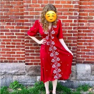 Red Handmade Embroidered Dress
